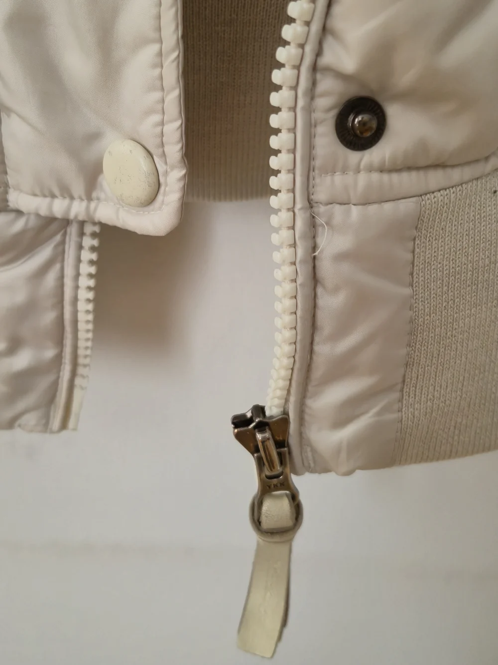 Mackage Ivory Down Puffer Bomber Jacket Fur Trim Leather Accents - Picture 9 of 16